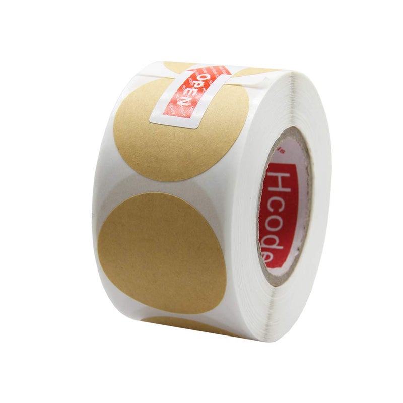 Hcode Natural Circle Kraft Paper Dots Price Stickers Brown Target Pasters 1.5 Inches Adhesive Price Stickers Writable Blank 500 Pieces Per Roll (1.5 inches) - Image 1